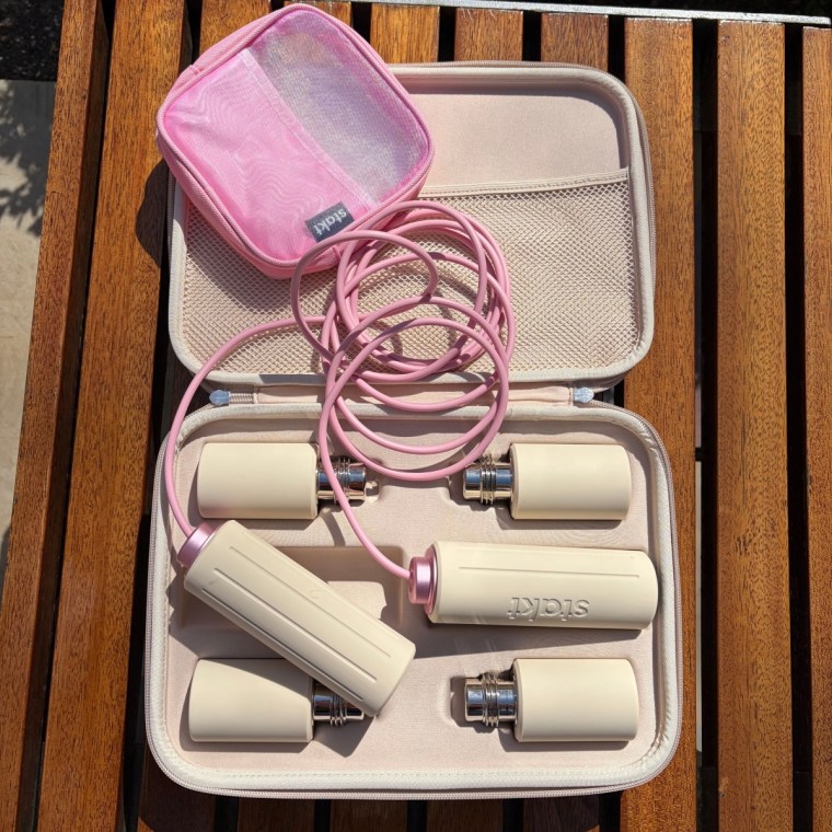 Stakt weights with jump rope attachment