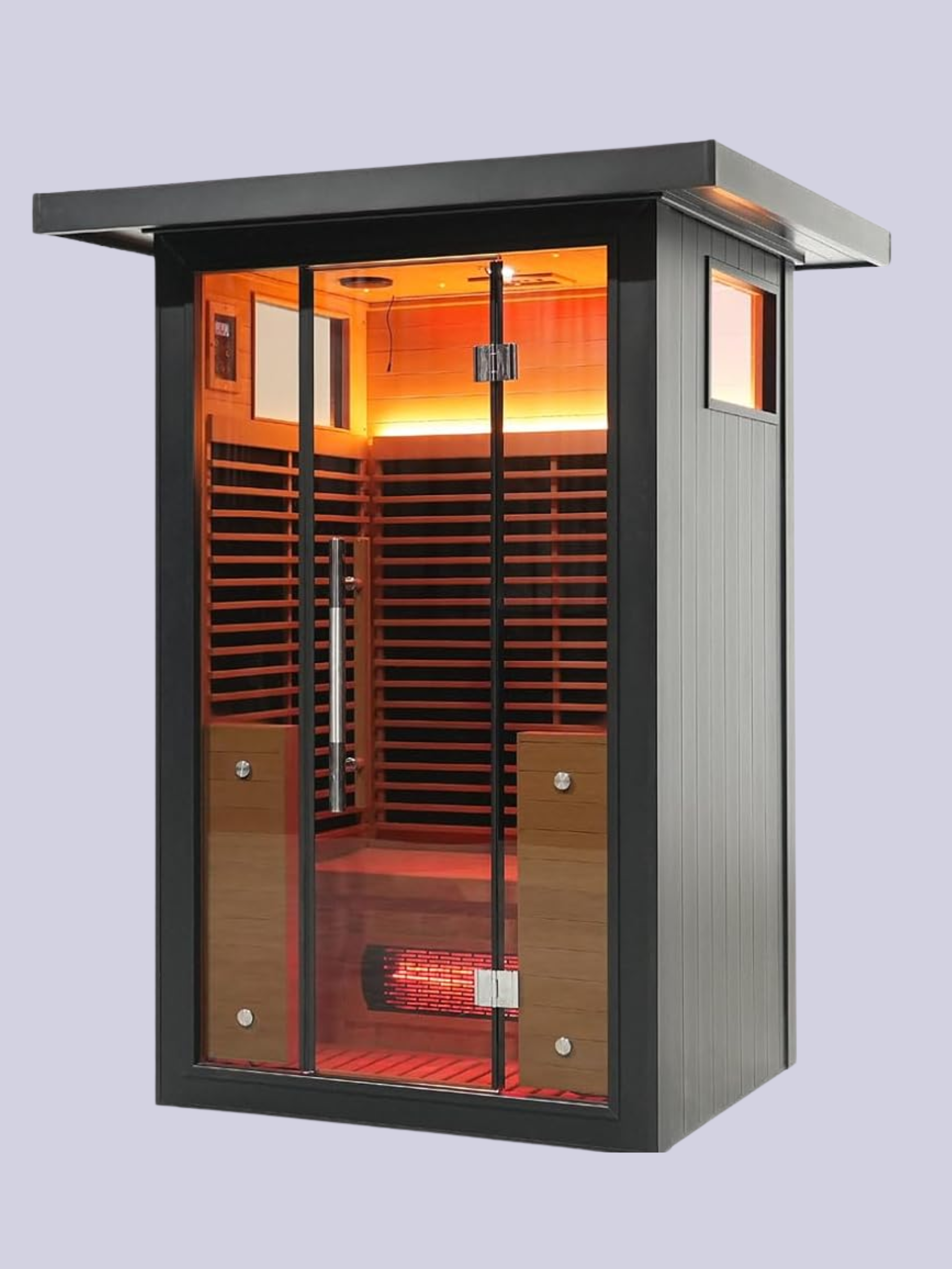 Amocane Outdoor Infrared Sauna With Wifi Control,1-2 Person Far Infrared Sauna Spa With Remote Control, Canadian Hemlcok Wood Dry Sauna With 7 Carbon Heaters, Backyard Saunas for Home & Gym