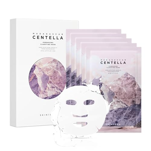 Skin1004 Poremizing Clarifying Mask, Face Mask Skincare for Pore Elasticity, Pore Minimizer for Face, Gentle Exfoliating Sheet Mask for Sebum & Impurities, Korean Skin Care, 0.77 Fl Oz / 23ml * 5ea
