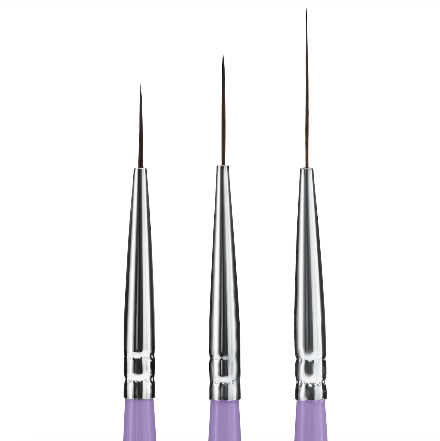 Beaute Galleria, Beaute Galleria 3 Pieces Nail Art Long Striper Brush Set (12mm, 16mm, 22mm) for Thin Long Fine Line, Detailer, Striping, Color Block, One Stroke