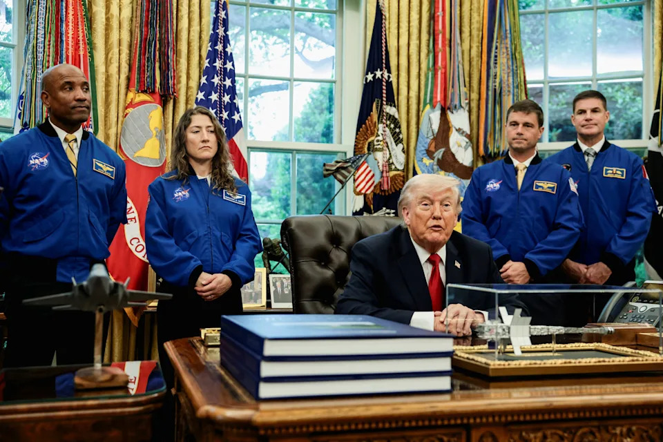 Trump hosted the Artemis II astronauts at the White House on Wednesday. / Evelyn Hockstein / REUTERS