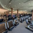 A row of treadmills inside the fitness room of Ida Lee