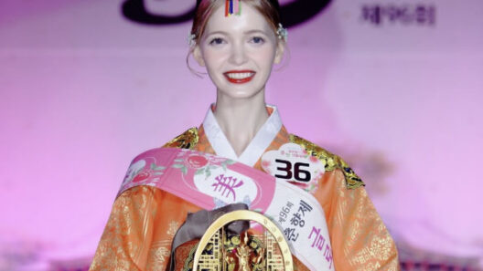 Ukrainian student Lina holds her award after placing third at the beauty pageant contest at Chunhyang Festival held in Namwon, North Jeolla, on April 30. The picture was uploaded on Lina