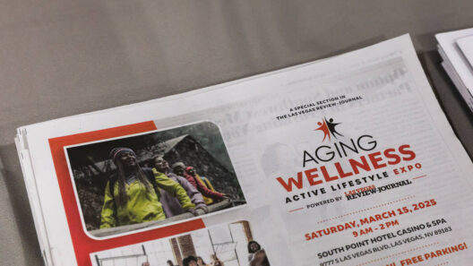 A pamphlet for the event sits on a table at The Aging Wellness Expo, powered by the Las Vegas R ...