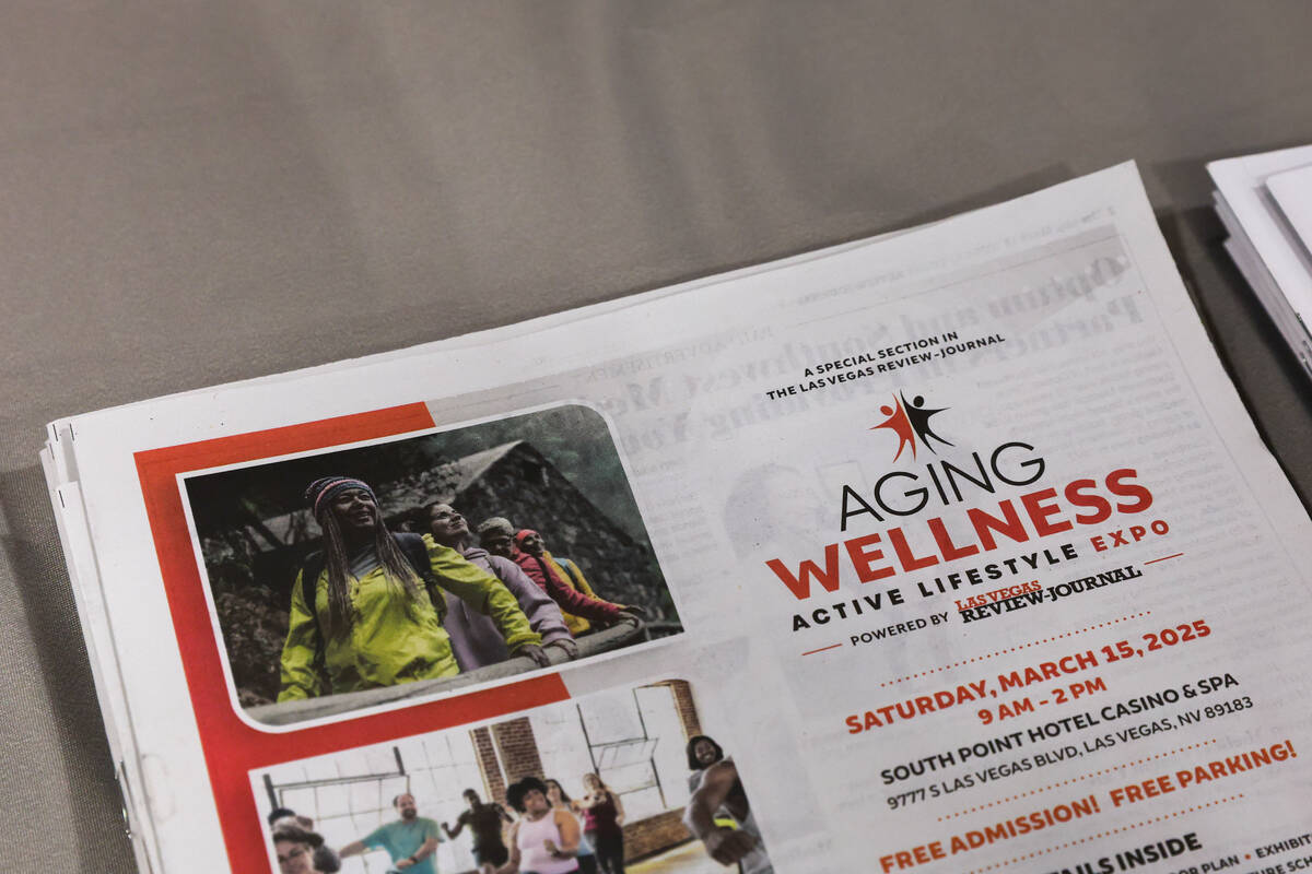 A pamphlet for the event sits on a table at The Aging Wellness Expo, powered by the Las Vegas R ...