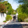 Bicyclists ride along the popular Pittman Wash Trail in Henderson in May. The paved pedestrian ...