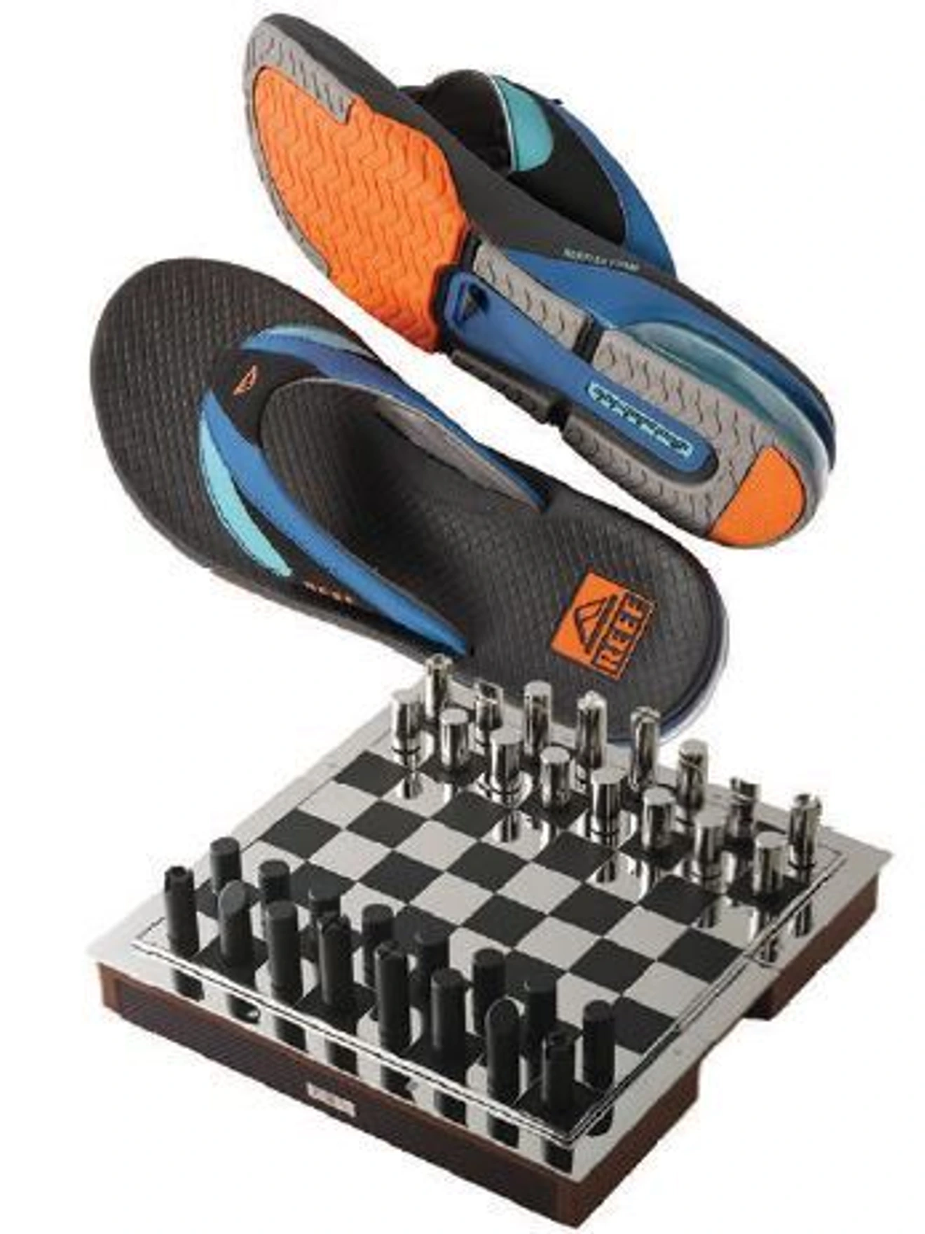 REEF, Fanning sandal, reef.com; Ralph Lauren, Sutton chess gift set, ralphlauren.com PHOTO COURTESY OF BRANDS