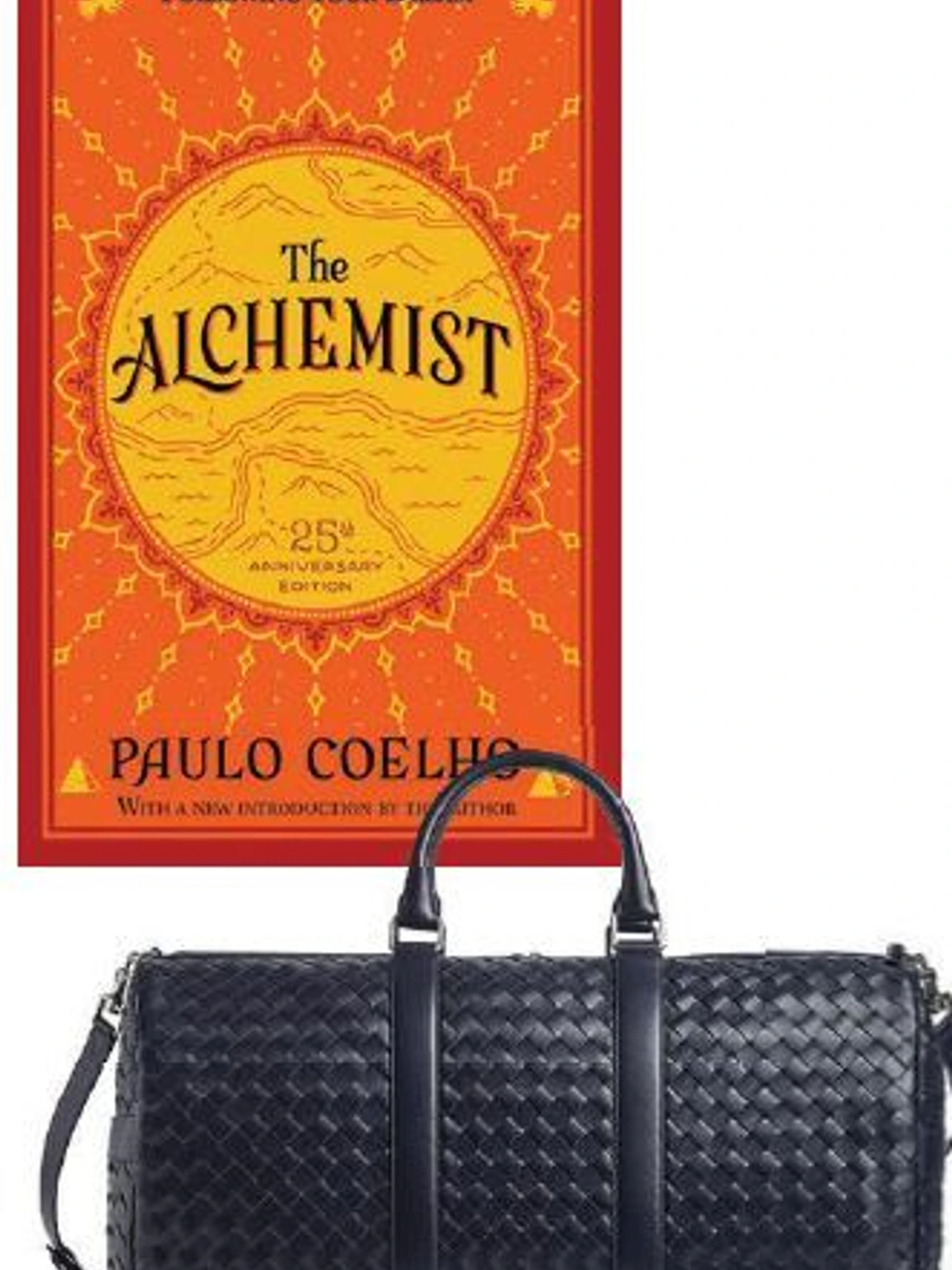 The Alchemist by Paolo Coehlo, 25th Anniversary Edition, harpercollins.com; Bottega Veneta, Large Intrecciato Duffl e, bottegaveneta.com PHOTO COURTESY OF BRANDS