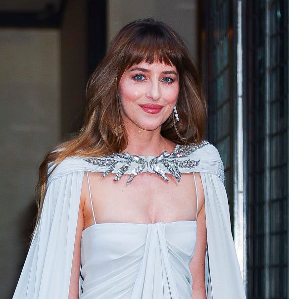 new york, new york april 23: dakota johnson heads to the time100 gala on april 23, 2026 in new york city. (photo by aeon/gc images)
