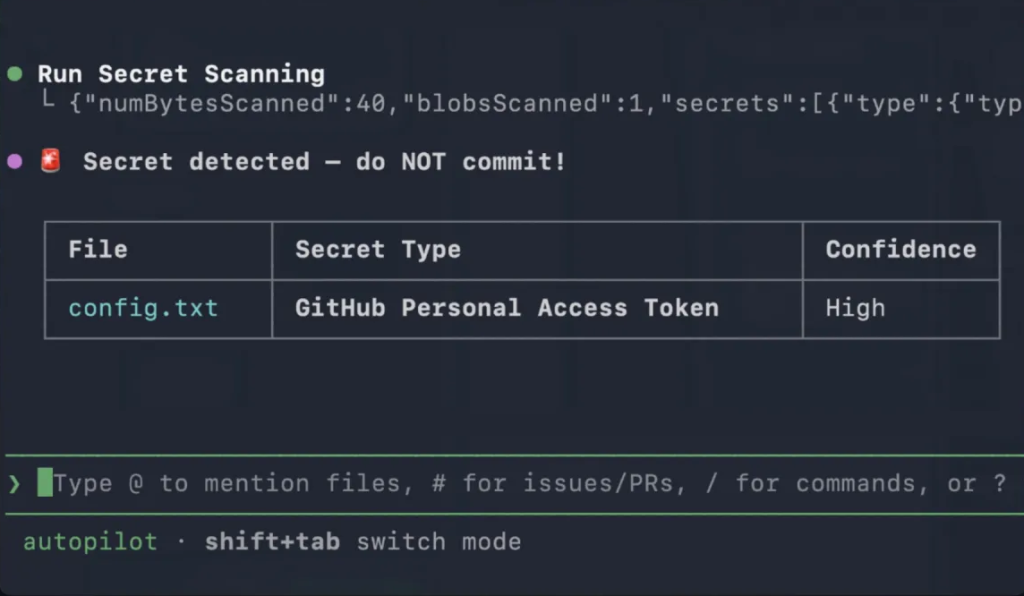 Running secret scanning
