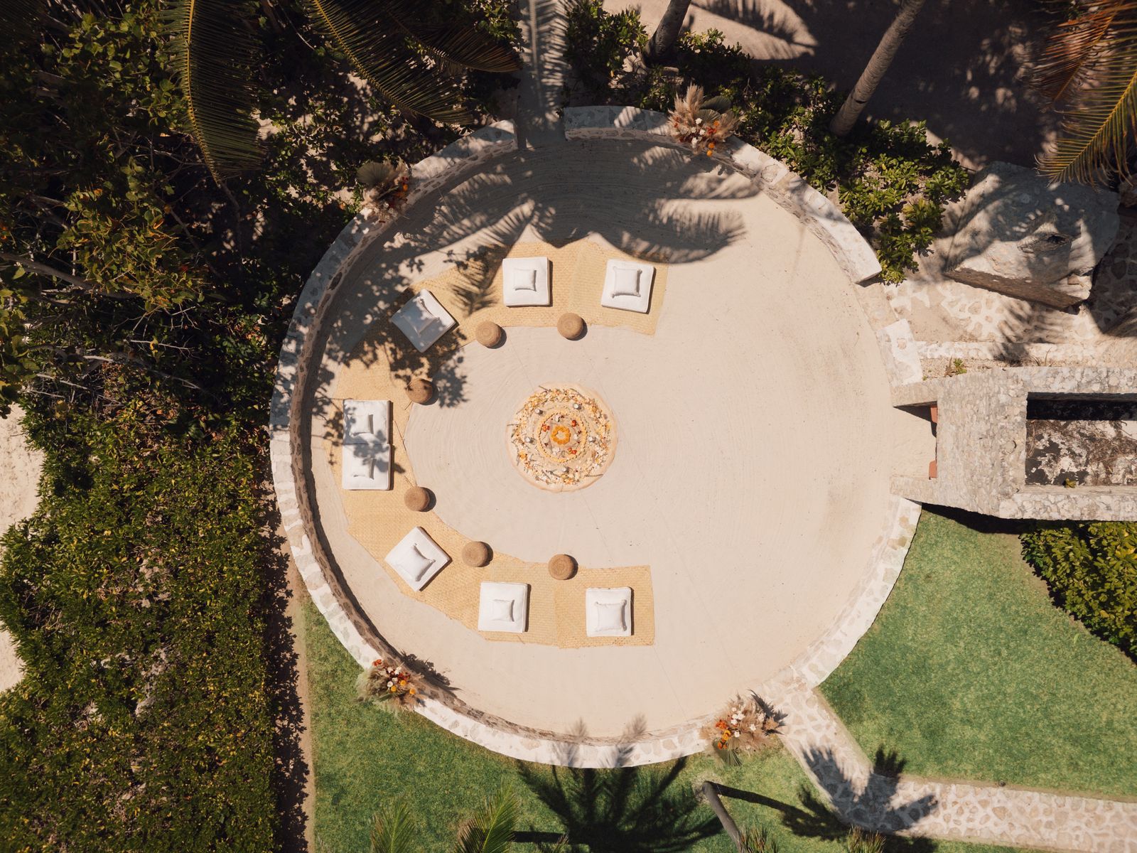 Image may contain City Outdoors Urban Architecture Building Housing Pool Water House Driveway and Aerial View