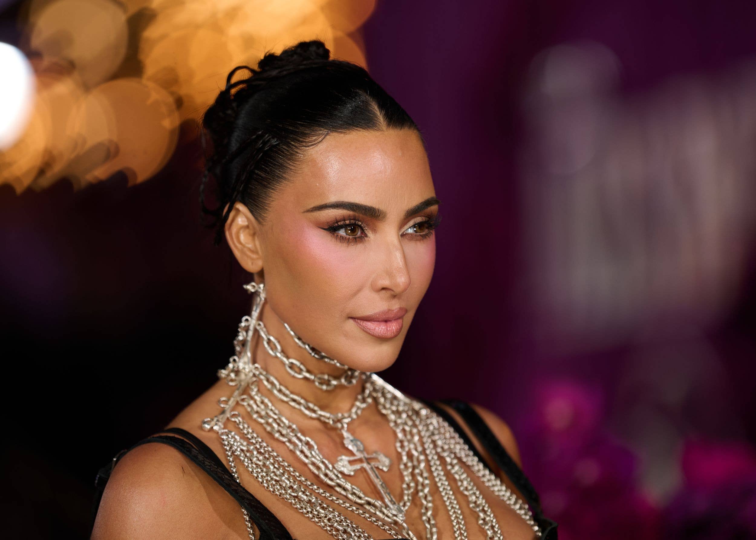 Kim Kardashian attends the "All's Fair" London Premiere at Odeon Luxe Leicester Square on October 22, 2025 in London, England.