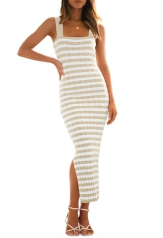 Merokeety Striped Bodycon Dress 