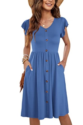 Wneedu Cap Sleeve Sun Dress