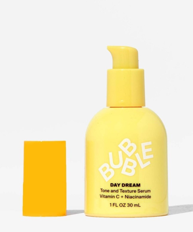 Yellow bottle with pump and orange lid