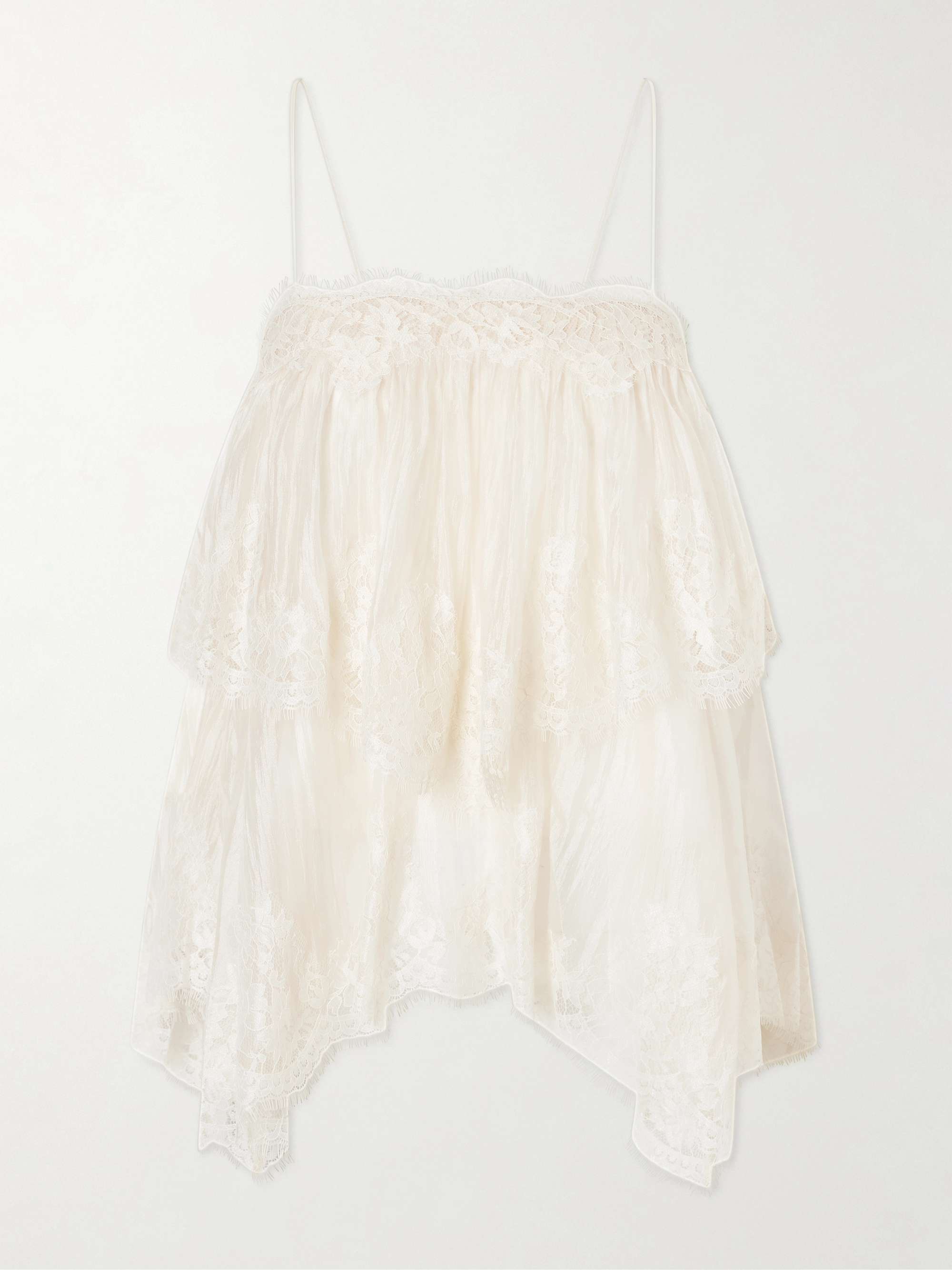 Ophelia Lace-Trimmed Crinkled-Satin Camisole