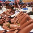 Women sunbathing on Ipanema Beach, Rio de Janeiro, circa 1990.