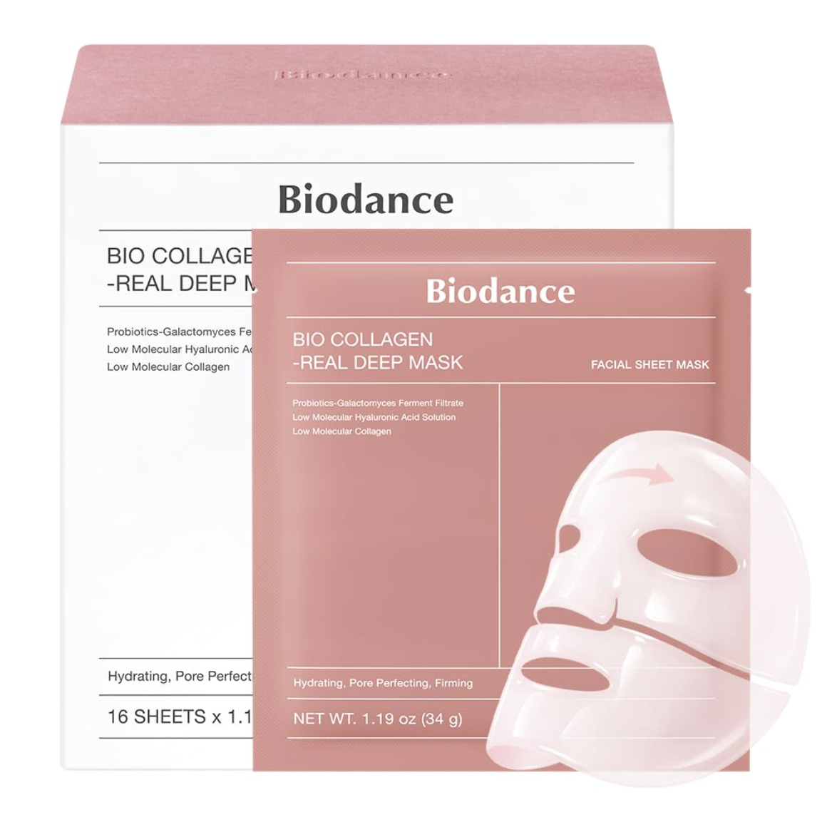 Biodance Bio-Collagen Real Deep Mask, Hydrating Overnight Hydrogel Face Mask, Pore Minimizing, Plumping, Elasticity Improvement, Korean Skin Care, Mothers Day Gifts | 1.19oz(34g) X 16ea