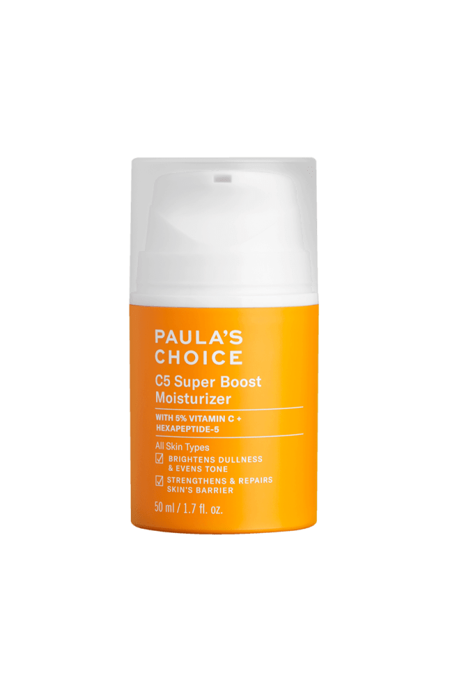 Small orange bottle with white pump