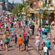 Guests walk down Main Street, U.S.A. at Disneyland Paris.