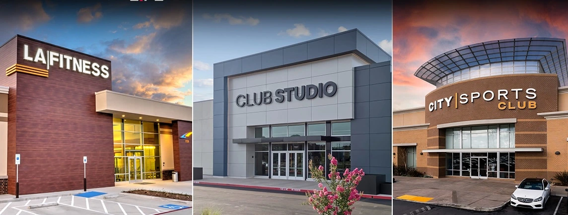 side by side view of LA Fitness, Club Studio and City Sport gyms