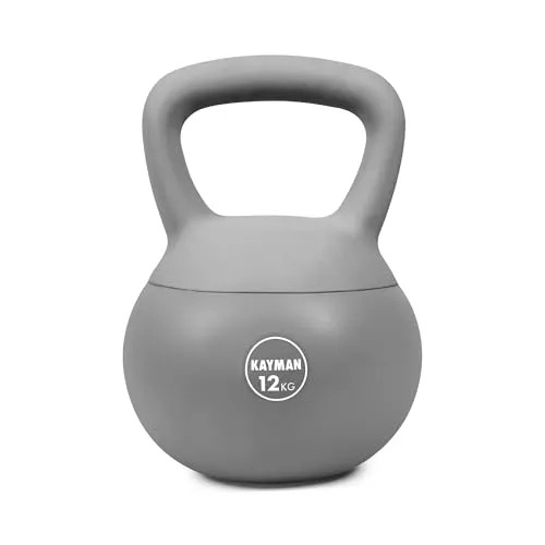 Kayman 12kg Soft Kettlebell for Home Gym – Pvc Coated Weight – Floor Safe Flat Base – Ergonomic Non-Slip Handle – Strength Training, Crossfit, Hiit, Core Workout – Durable Fitness Equipment