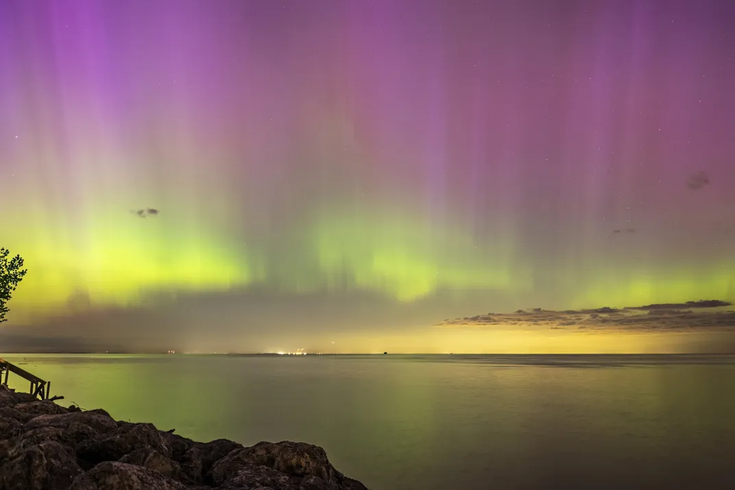 The northern lights put on a spectacular show above Lake Erie.