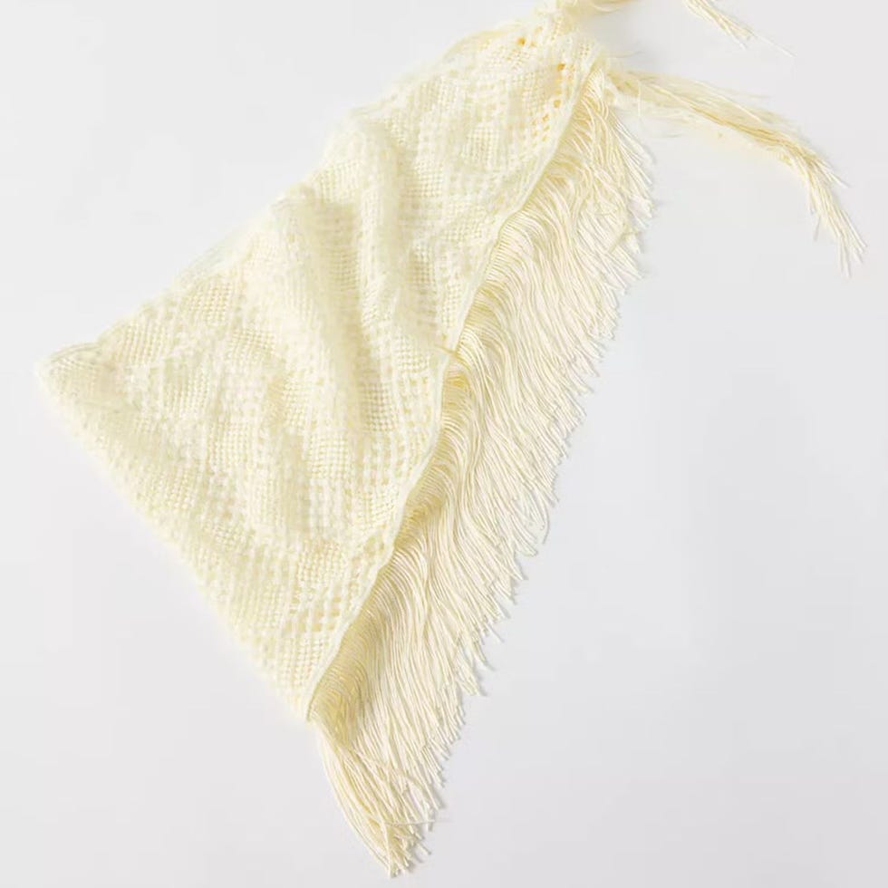 Oversized Fringed Crochet Headscarf