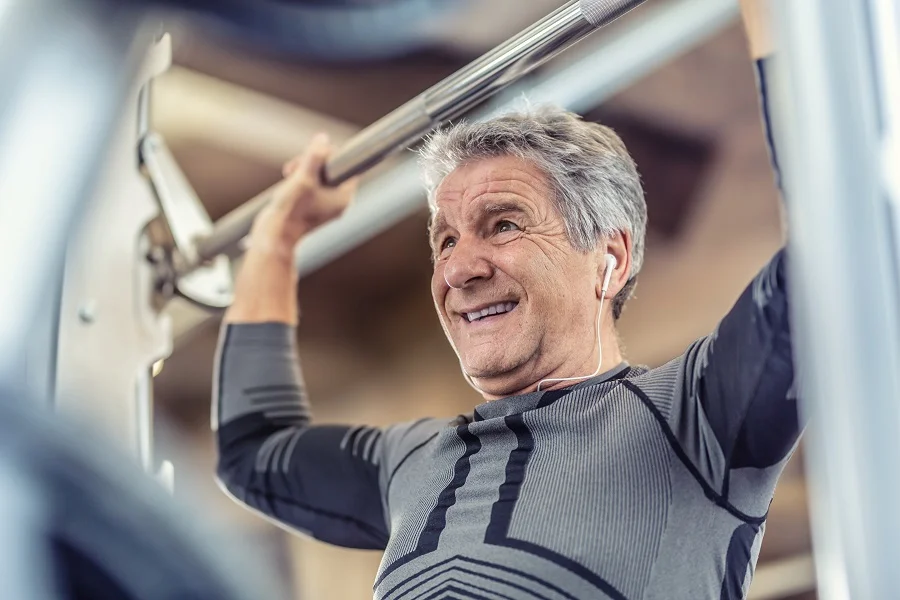 Elderly man exercising