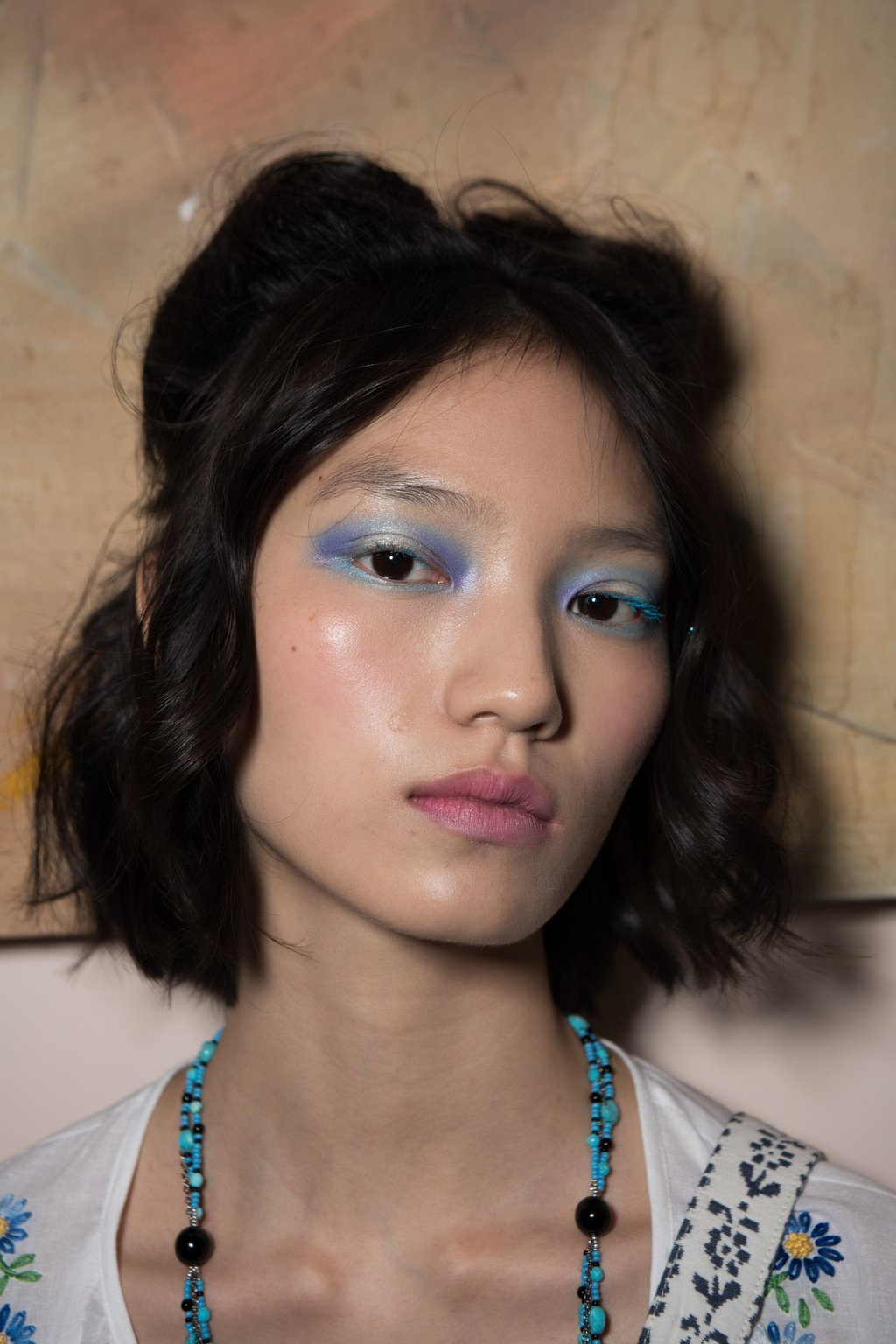 Sky-blue mascara at the Anna Sui spring 2026 show during New York Fashion Week last September. Photo: Getty Images