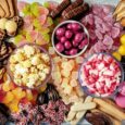 Aerial view of a selection of sweets on a table