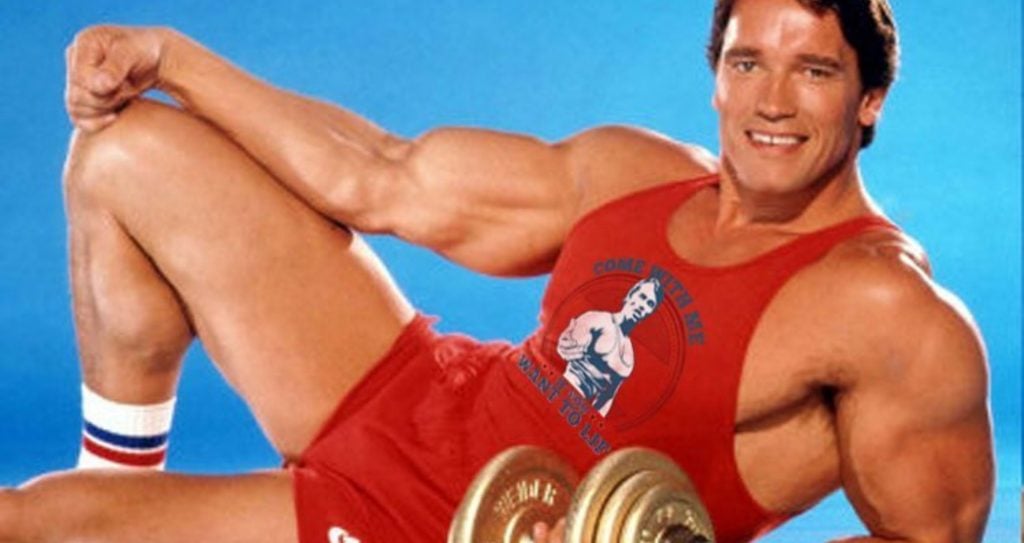 arnold schwarzenegger bench pressing