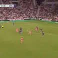 Messi dances past the defender and curls in a beauty against Orlando City