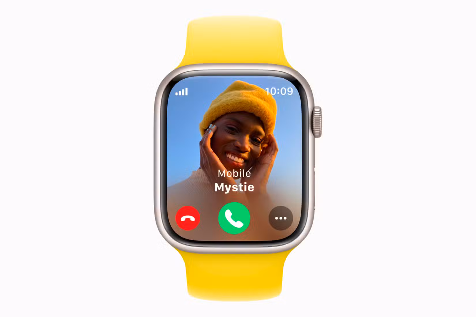 Getting an incoming call on an Apple Watch.