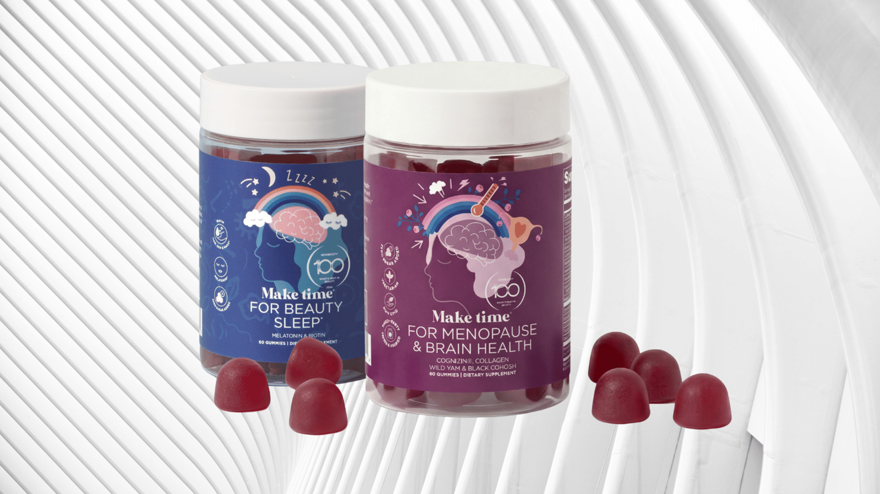 Make time for Beauty Sleep and Make time for Menopause & Brain Health gummies
