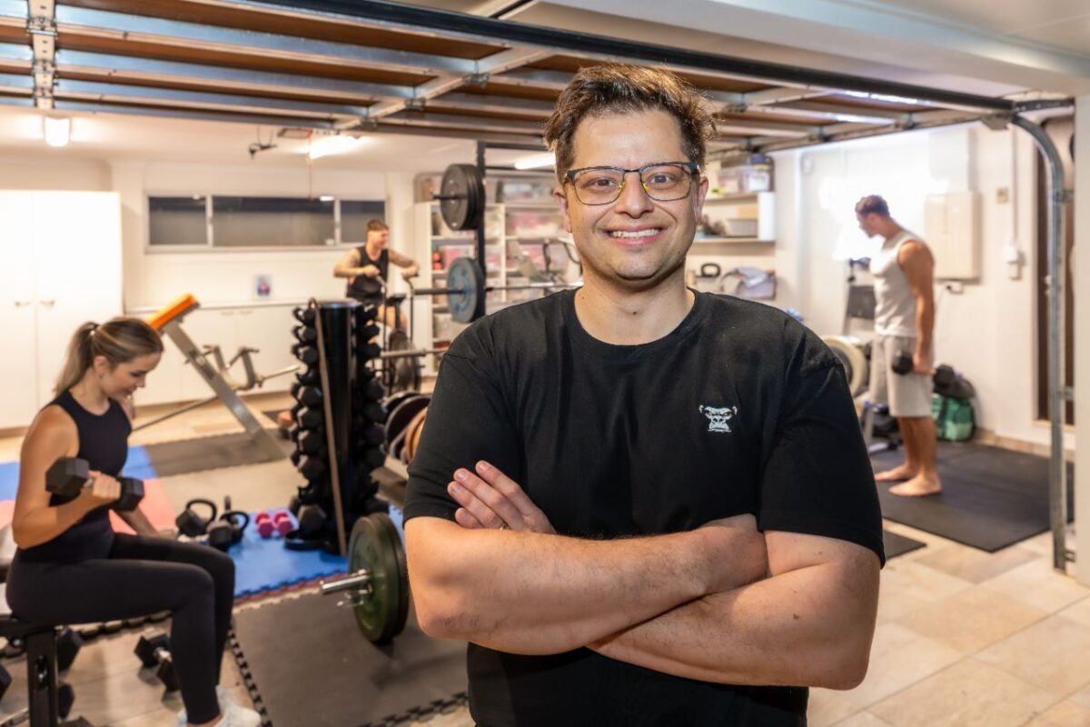 Matt Micaleff and colleagues in the 'pain cave'. Image: Supplied