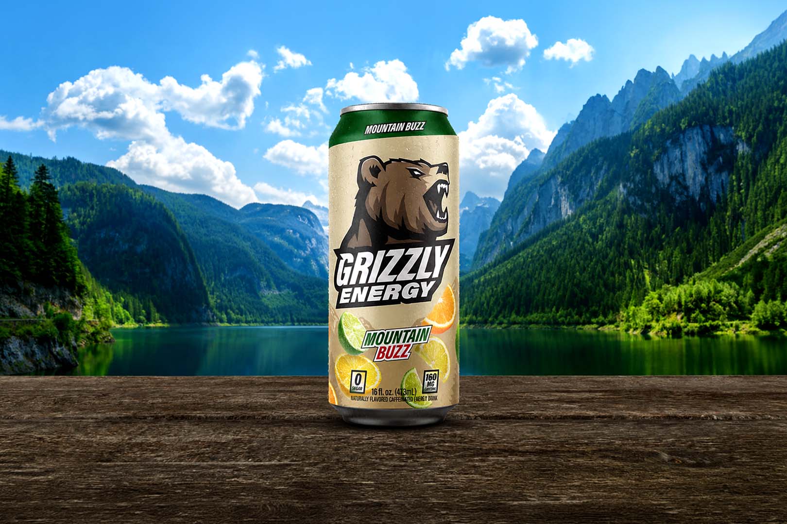 Cherry Cola, Blue Cream and Mountain Buzz Grizzly Energy Drinks