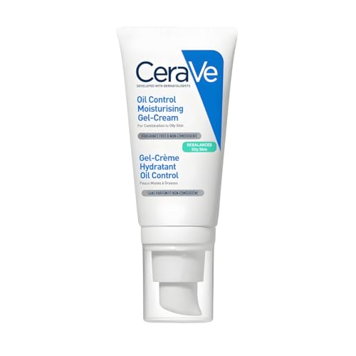 Cerave Oil Control Moisturizing Gel-Cream, Face Moisturizer for Oily Skin, Niacinamide, Hyaluronic Acid & Oil Absorbing Technology to Rebalance Oily Skin, Non-Comedogenic, Fragrance Free & Oil-Free