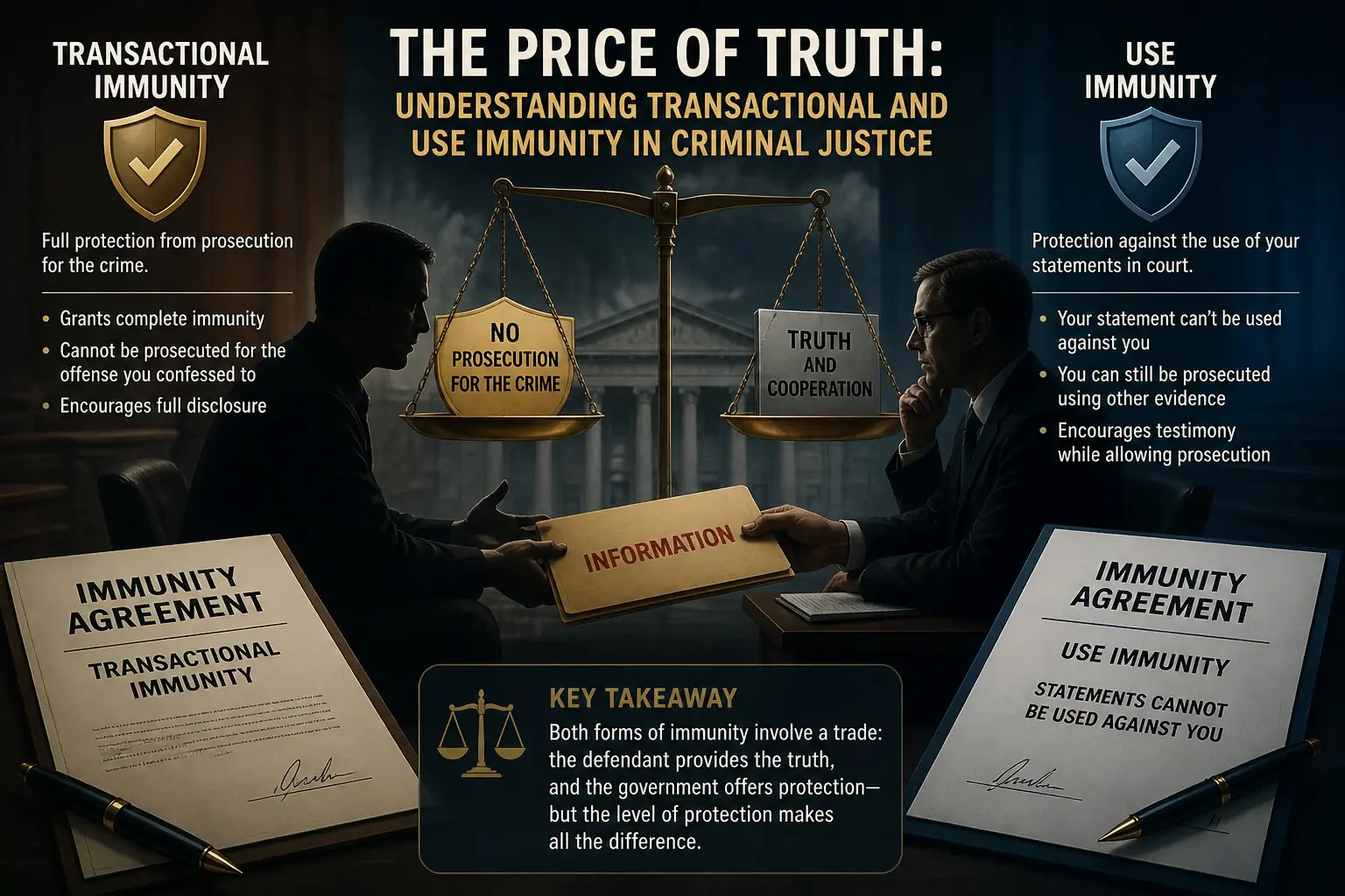The Price of Truth: Understanding Transactional and Use Immunity in Criminal Justice