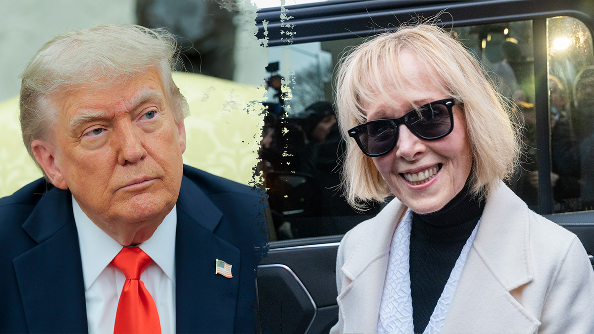 President Donald Trump and E. Jean Carroll standing together
