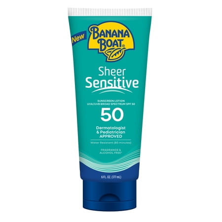 Banana Boat Sheer Sensitive, Sunscreen Lotion Spf 50, Sunblock for Kids & Adults, 6 Fl Oz