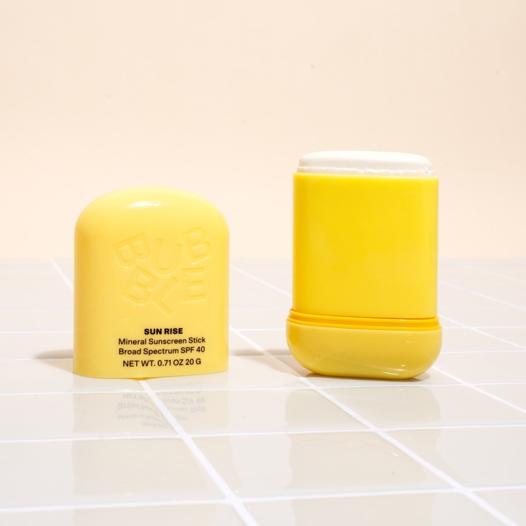 The Bubble sunscreen stick glides on easily over other skincare and under makeup products, Cusack says.