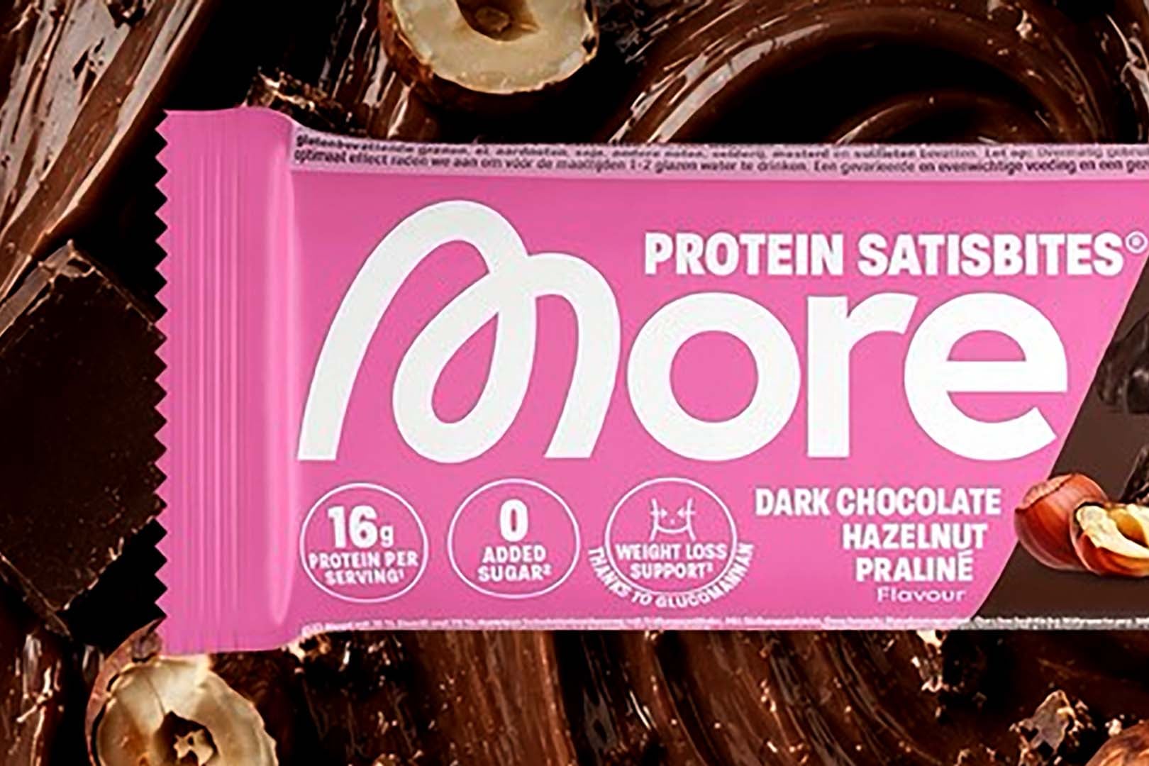 More Nutrition's Dark Chocolate Hazelnut Praline Protein Satisbites