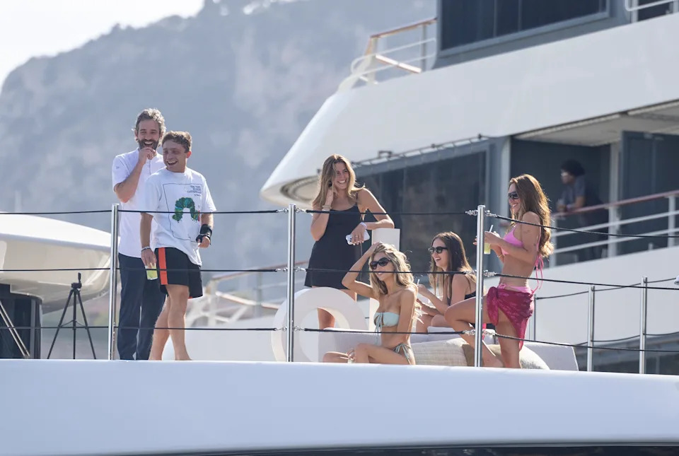 Jake Shane, Alix Earle, Stella Jones and Anastasia Karanikolaou aboard Alo Voyage.