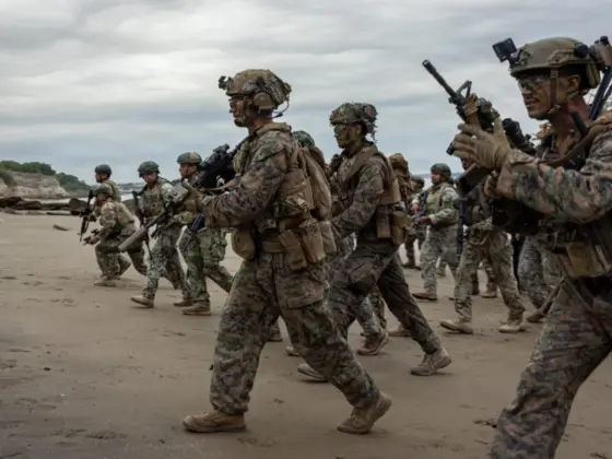 U.S. Marines conduct a simulated raid during a bilateral exercise on Naval Base Jaramijó, Ecuador, May 1, 2026. (Photo via U.S. Marine Corps)